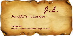 Jordán Liander névjegykártya